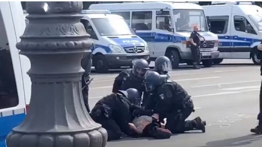 German police use excessive force against pregnant protester