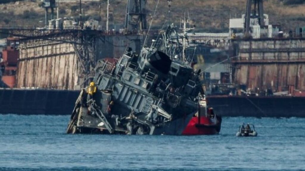 Greek Navy ship collides with Portuguese cargo ship