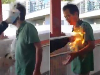 Man set on fire after arguing with Hong Kong protesters