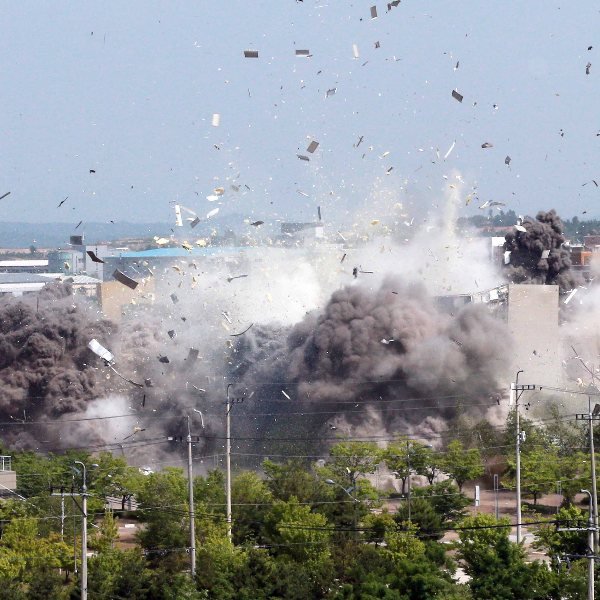 N.Korea shares images of blowing up liaison office