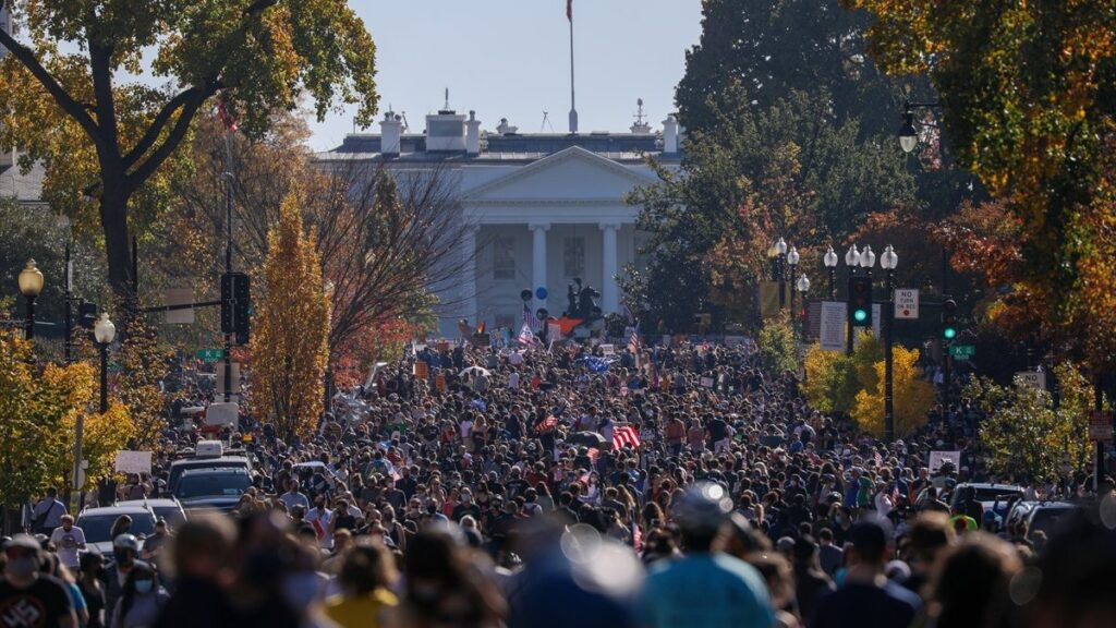 Thousands of people celebrate Biden's victory near White House
