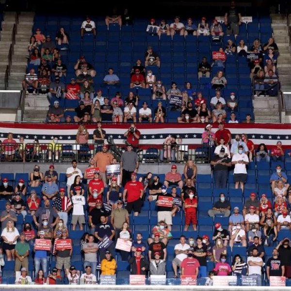 Trump addresses rally at half-empty Tulsa arena