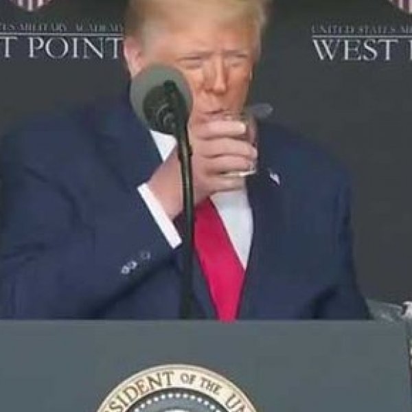 Trump struggles to drink water during his speech
