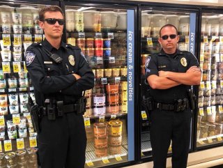 US police guard ice cream aisle in markets