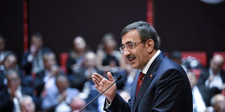 Türkiye's Vice President Cevdet Yılmaz speaks at the opening of the Turkish Economic Council in Ankara, August 8, 2023. (AA photo)