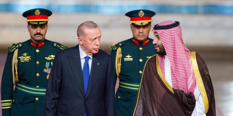 Saudi Arabia's Crown Prince Mohammed bin Salman meets Turkish President Recep Tayyip Erdoğan in Jeddah, Saudi Arabia, July 17, 2023. (Reuters photo)