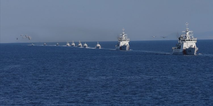 A sea exercise conducted by Türkiye. (AA photo)