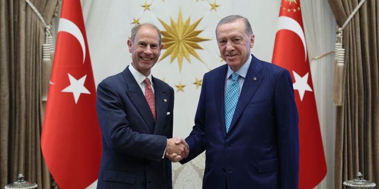 Recep Tayyip Erdoğan and youngest brother of Britain’s King Charles hold closed-door meeting in capital Ankara.