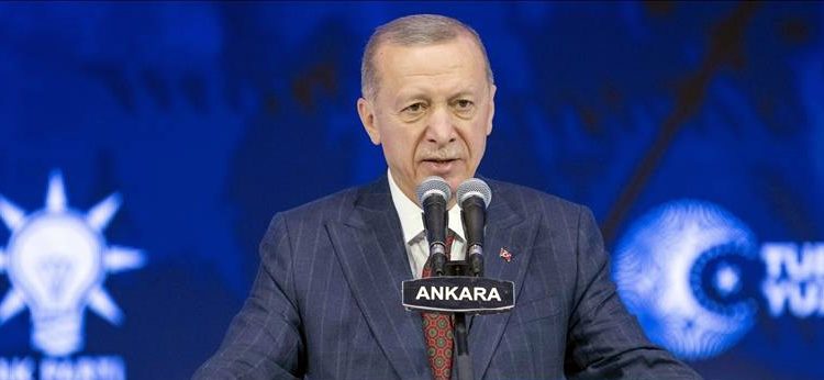 Turkish President Recep Tayyip Erdoğan speaks at the AK Party's congress, in which he re-elected the ruling party head.